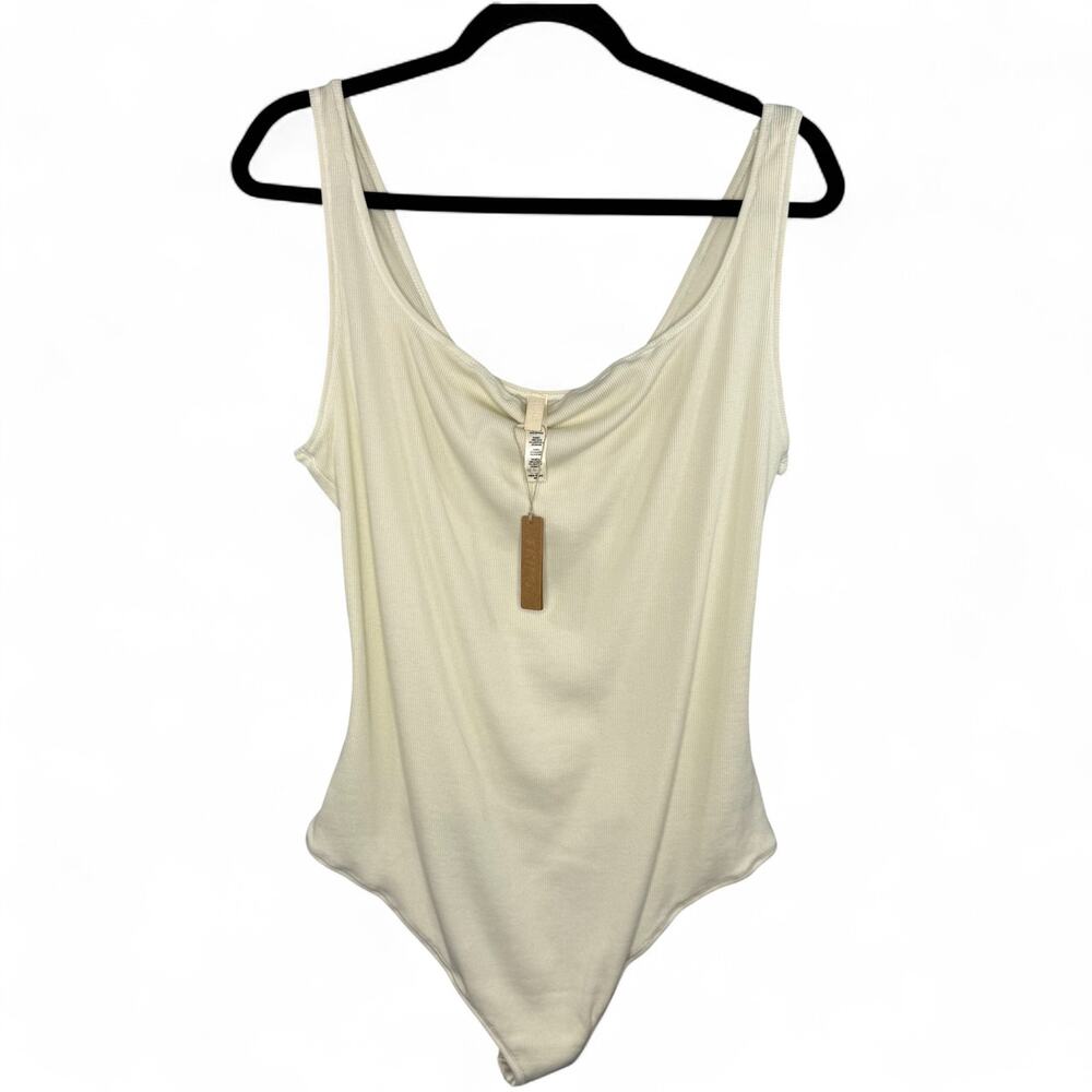 Skims‎ Bodysuit 4X Ribbed Square Neck Bone Stretch Tank Top Elevated Basics NWT